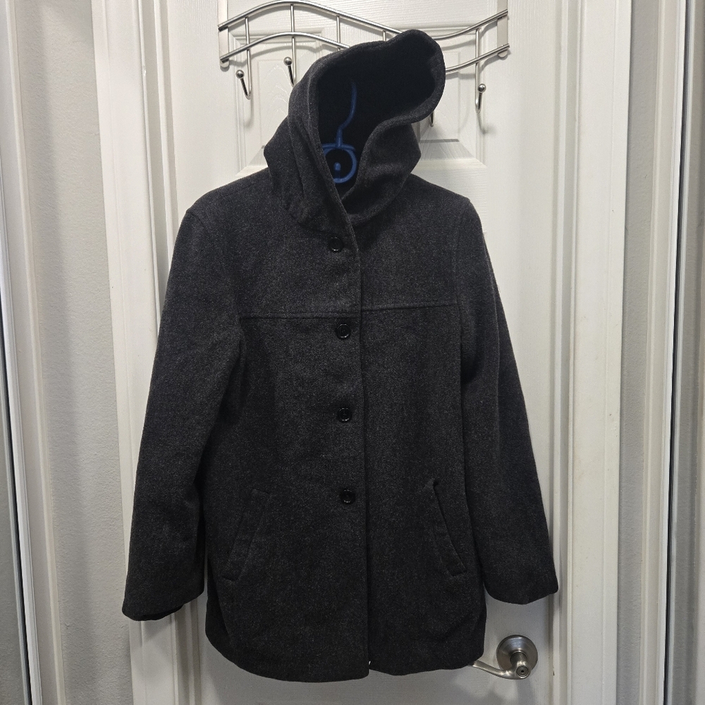 J. Percy Women's Charcoal Gray Merino Wool Coat.size M